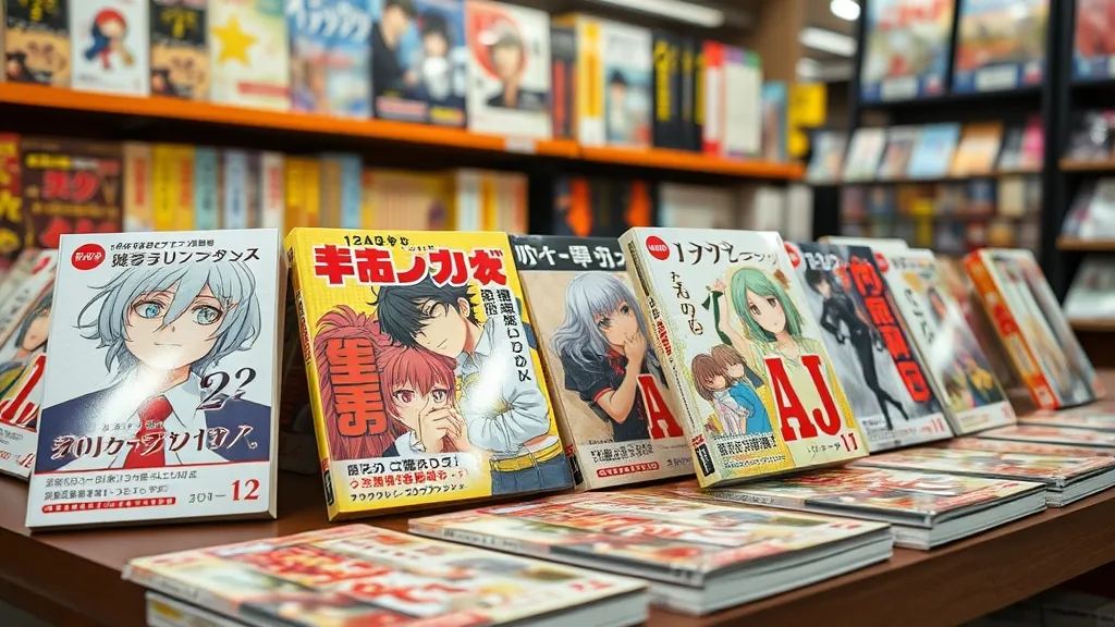 Table de librairie japonaise avec nouveautés manga colorées prêtes à être découvertes avant adaptation anime